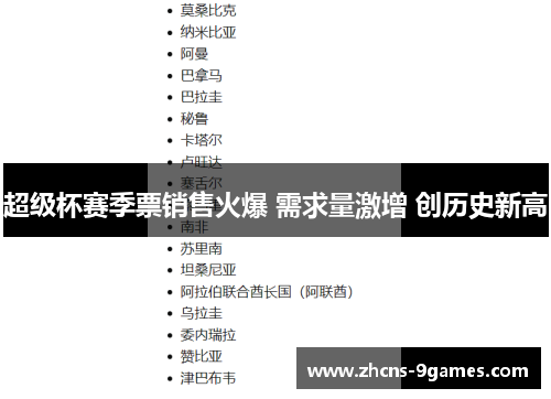 超级杯赛季票销售火爆 需求量激增 创历史新高